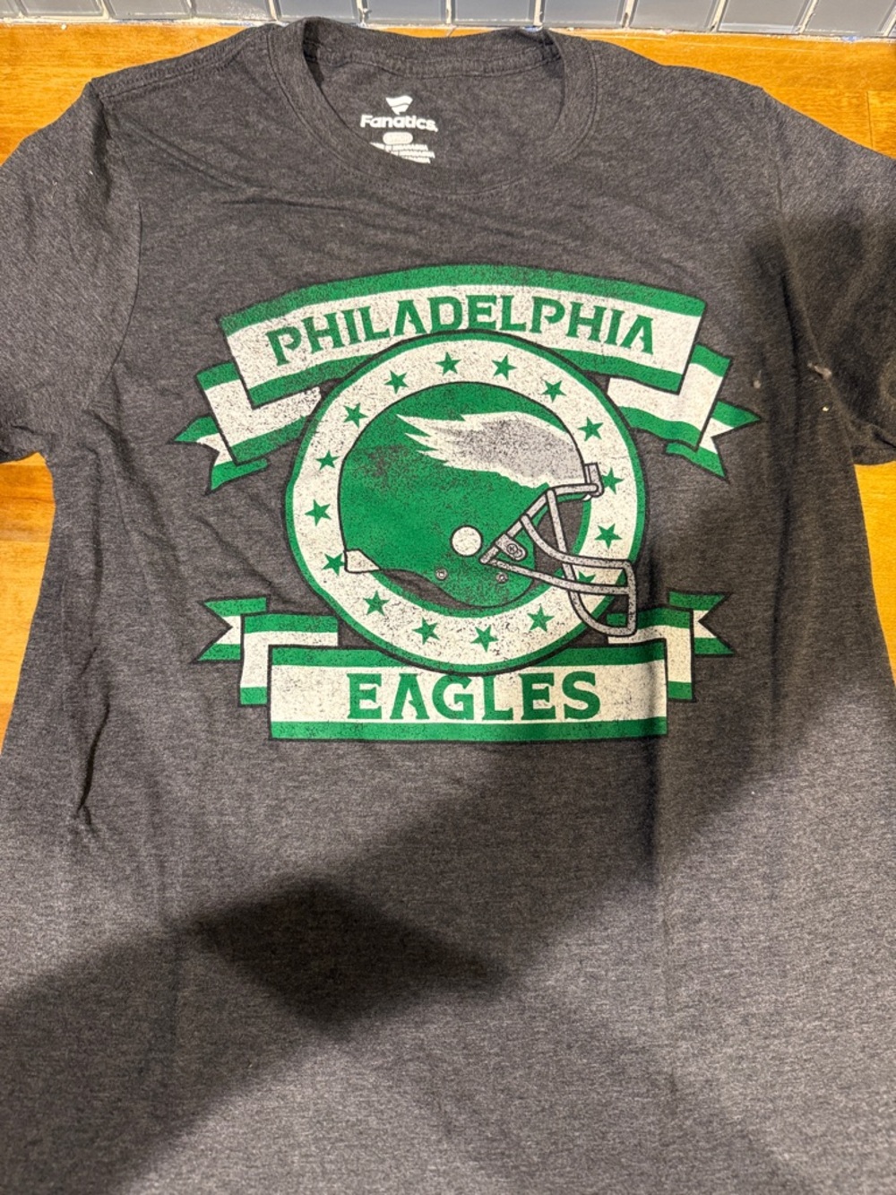 Fanatics Philadelphia Eagles Dark Gray Tee with Green and White Logo